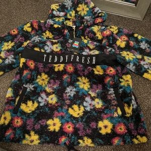 TEDDY FRESH FLORAL SHERPA HALF ZIP HOODIE